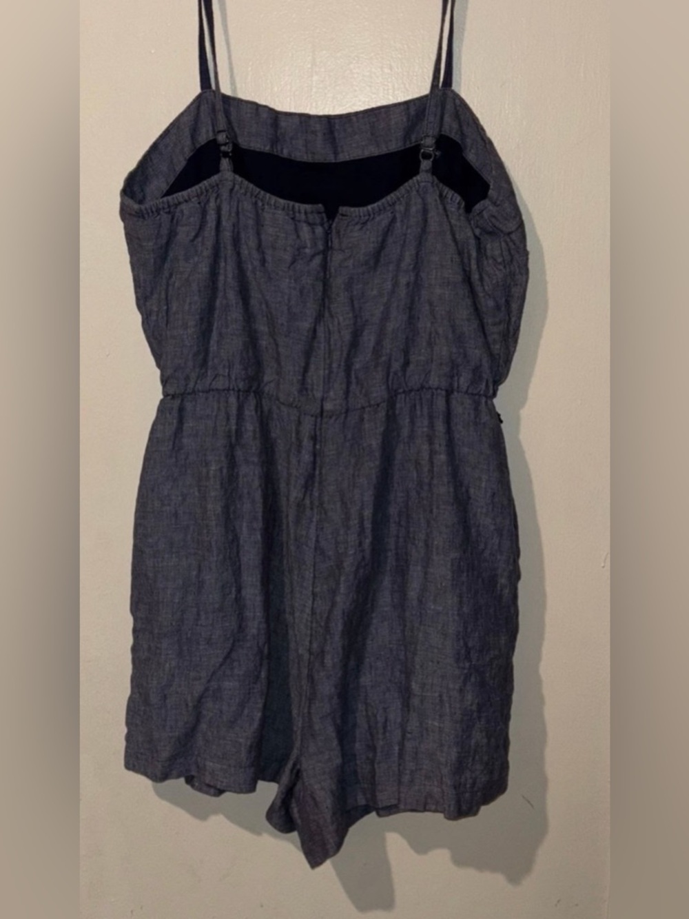 Cynthia Rowley Chambray Blue 100% Linen Size 10 Sleeveless Romper Shorts Resort - Picture 4 of 9